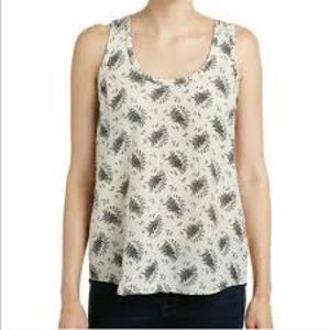 Joie cream silk shell with black floral pattern